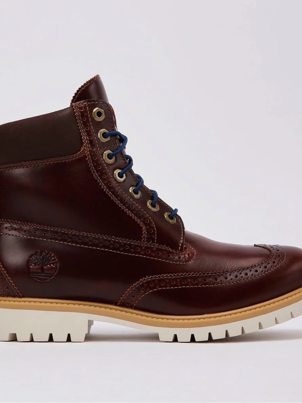 Timberland Men’s Brown Leather Wingtip Boot with Blue Laces Men’s US size 10